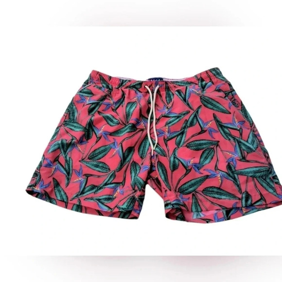 Charleston Threads Men's Tropical Salmon Colored Birds of Paradise Swim Trunks L - Picture 6 of 6